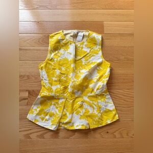 GAP  Women’s Peplum Yellow and White Top
